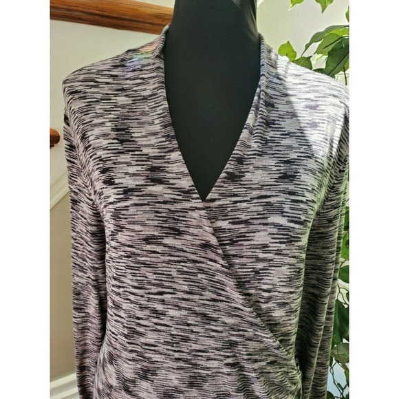 APT.9 Women's Gray Rayon V-Neck Long Sleeve Stretch Fitted Shirt Size Large - Picture 5 of 12